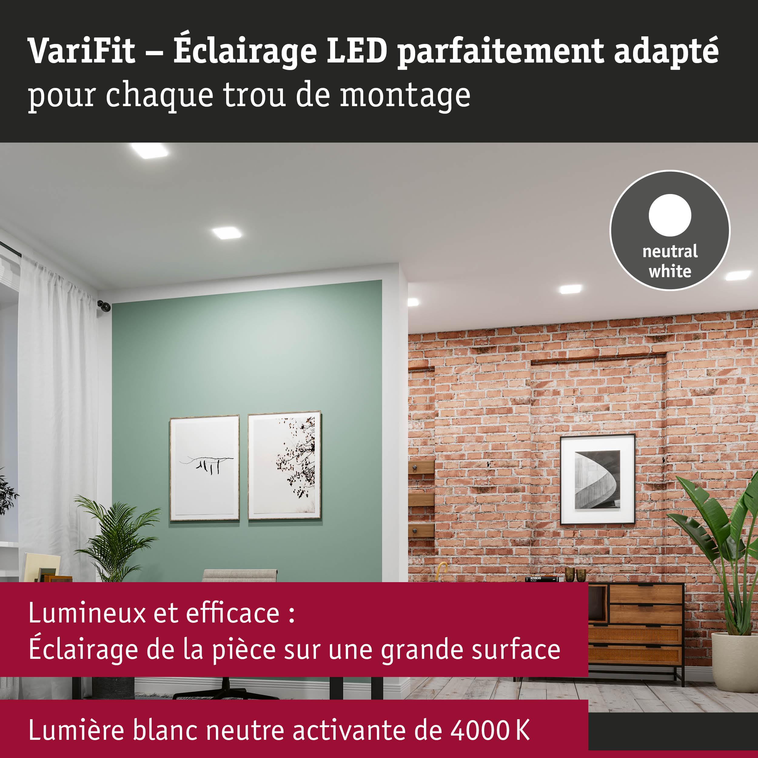Éclairage LED blanc neutre 4000K pour salon moderne avec mur en briques apparentes