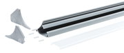 Silver aluminum LED profile with white diffuser and grey end caps for LED strip installation