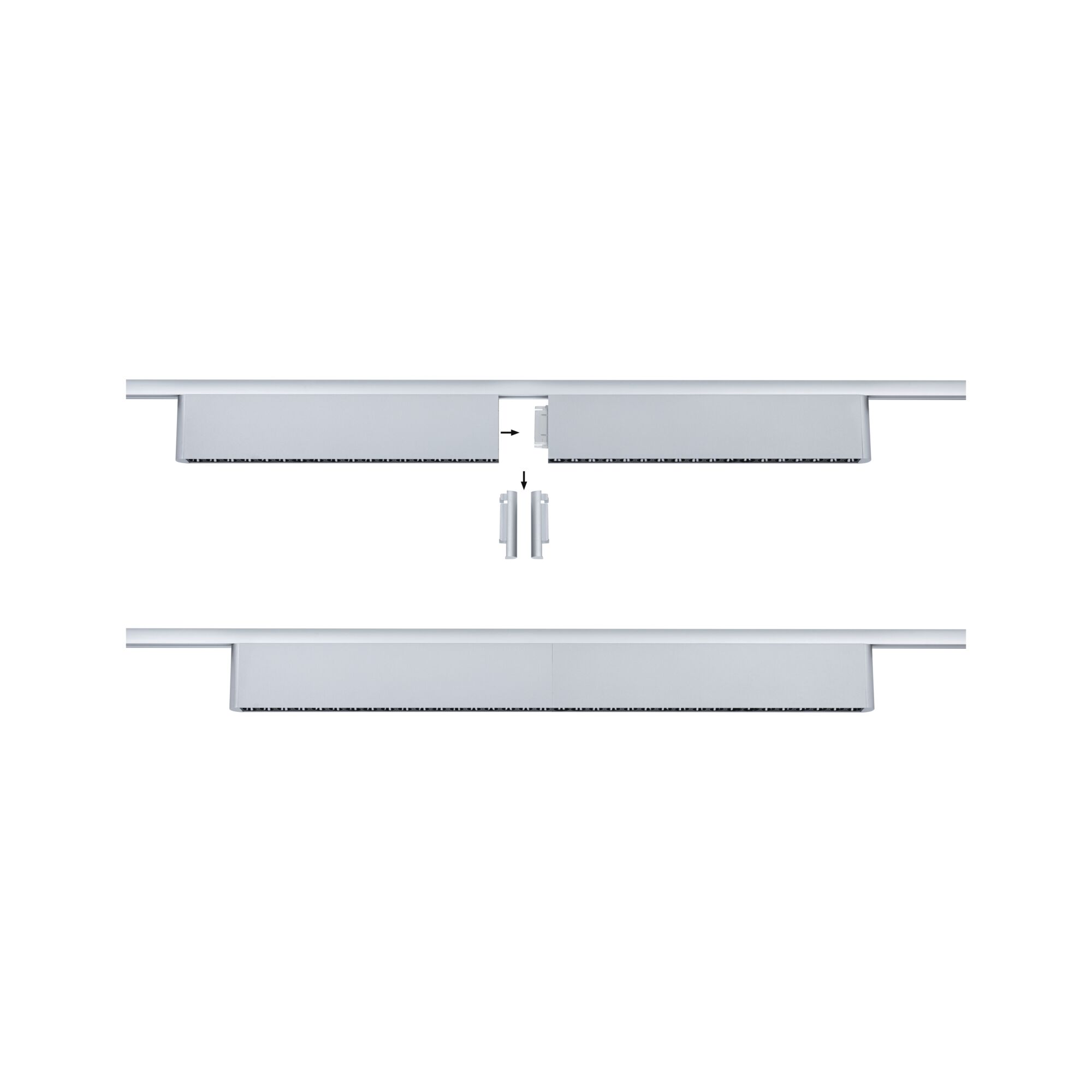 Modular white aluminum LED light system with plug connection for flexible lighting setups