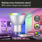 Smart dimmable RGBW LED lamp with tunable white for living room lighting and color control