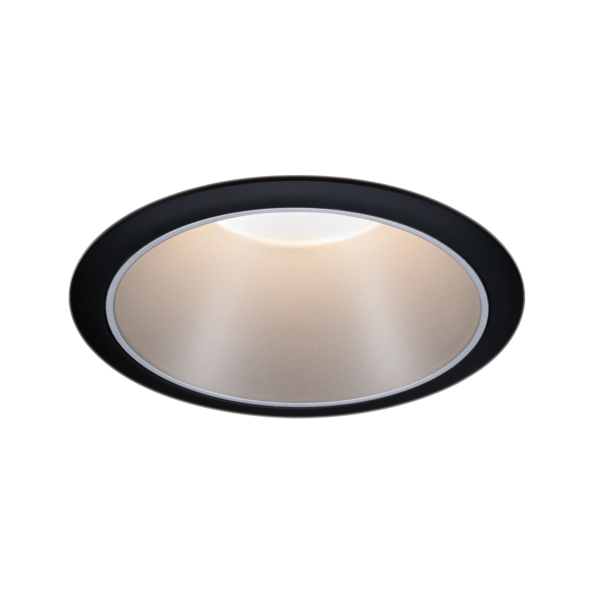 Rundes LED-Einbauleuchte mit schwarzem Aluminiumrahmen und warmweißem Licht für moderne Innenräume