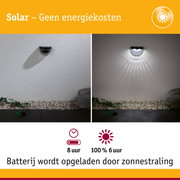 Zwarte solar wandlamp met wit LED-licht voor energiezuinige tuinverlichting