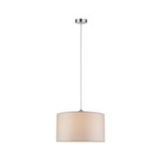 Suspension avec abat-jour en tissu crème et suspension en acier inoxydable pour intérieurs modernes