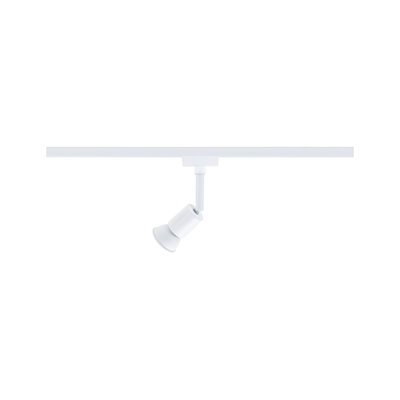 White metal LED spotlight on track system for flexible indoor lighting solutions