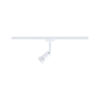 White metal LED spotlight on track system for flexible indoor lighting solutions