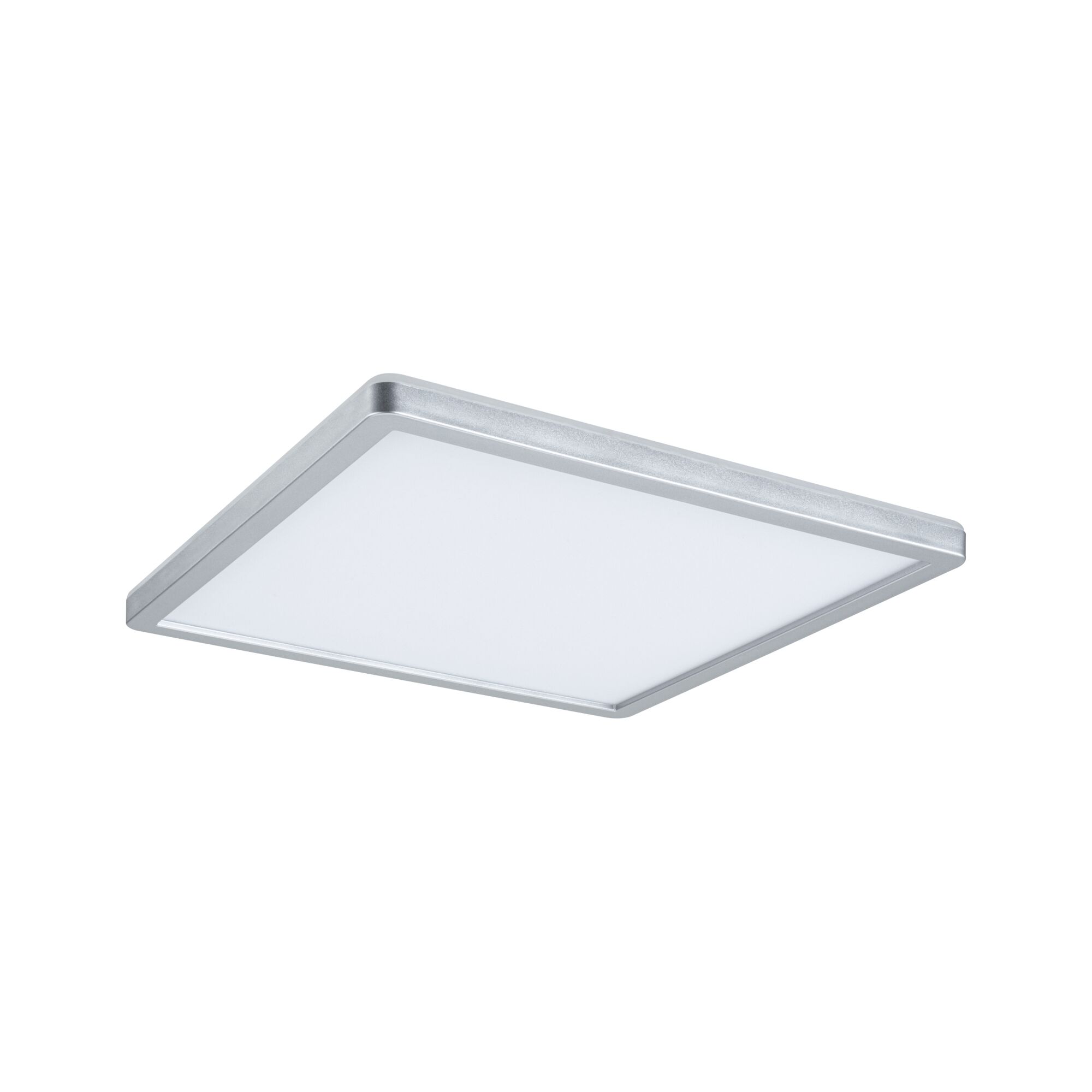 Quadratische LED-Deckenleuchte aus Aluminium in Silber mit weißem Diffusor für moderne Beleuchtung