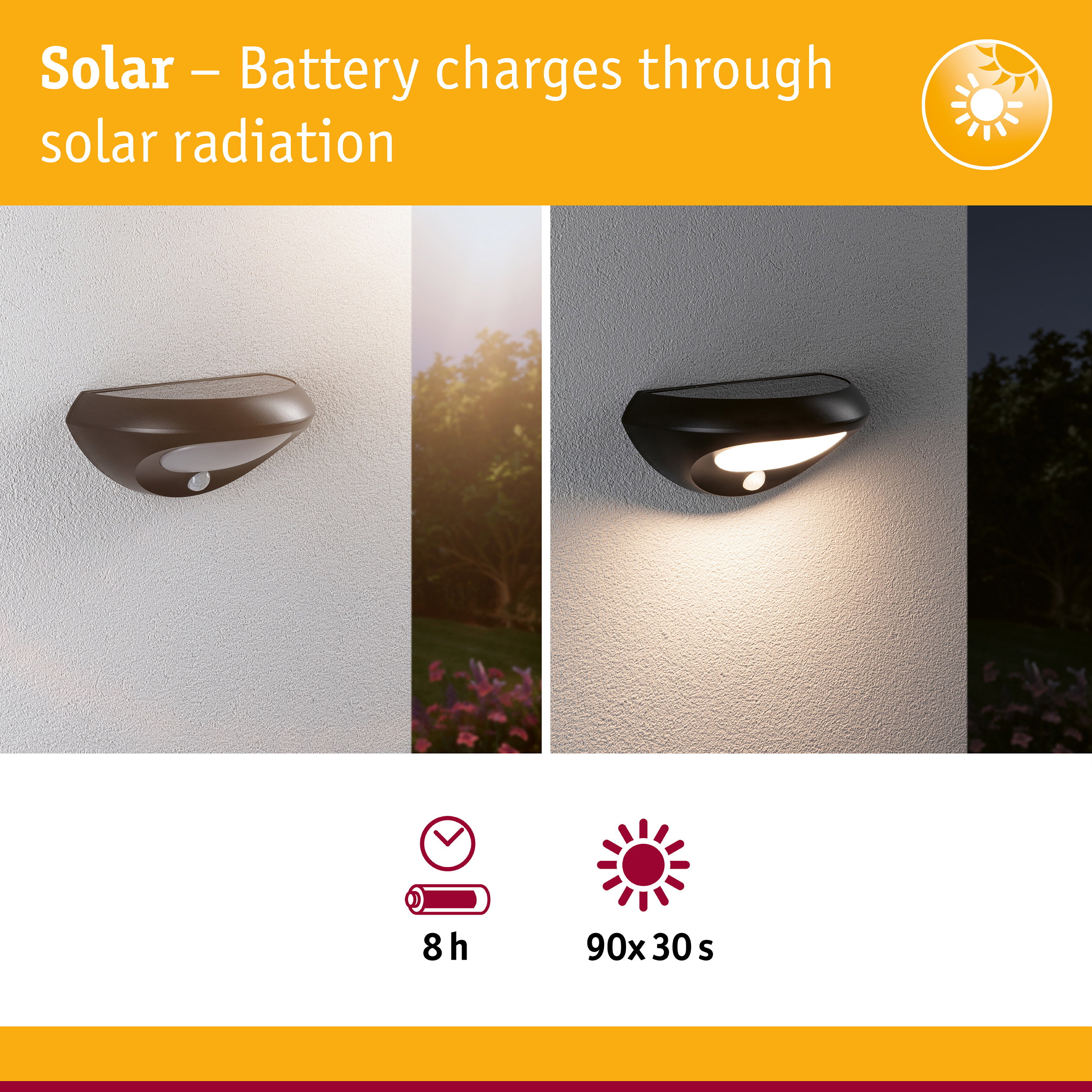 Solar LED Exterior wall light Sorova Twilight-controlled motion detector (IR) IP44 230x125mm 3000K 3,5W 220lm 3,7V Anthracite Plastic