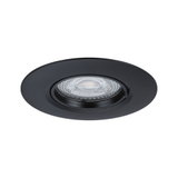 Black metal recessed spotlight with clear glass and LED light for modern indoor lighting