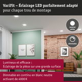 Éclairage LED VariFit dimmable en blanc neutre 4000K pour une lumière efficace sur grande surface.