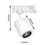Hvid metal LED-spot med 78 mm diameter og 142 mm højde til moderne belysning