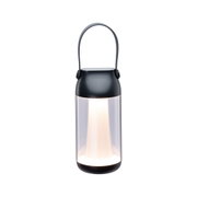 Lanterne LED portable noire avec corps en plastique transparent et poignée pour éclairage extérieur