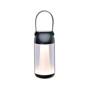 Lanterne LED portable noire avec corps en plastique transparent et poignée pour éclairage extérieur