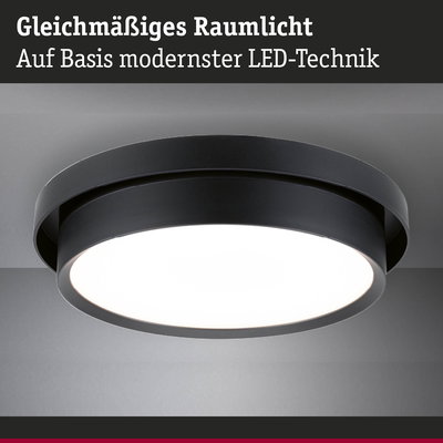 Runde LED-Deckenleuchte in Schwarz mit gleichmäßigem Raumlicht für moderne Innenräume