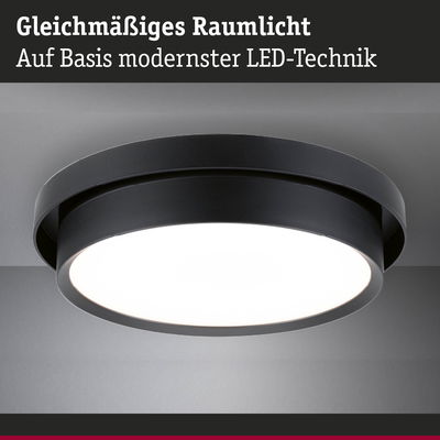 Runde LED-Deckenleuchte in Schwarz mit gleichmäßigem Raumlicht für moderne Innenräume