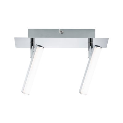 Plafonnier moderne en métal chromé avec deux barres LED blanches réglables pour salon