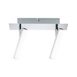 Modern ceiling light with chrome metal frame and two adjustable white LED light bars for living rooms