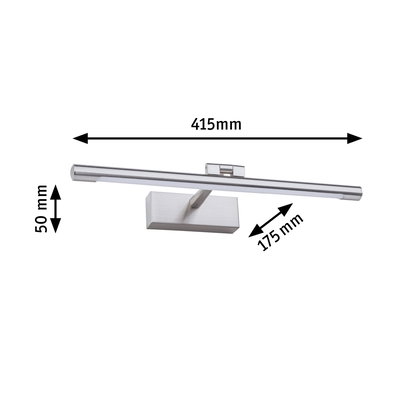 Matt gebürstete Aluminium-Wandleuchte in Silber mit LED-Lichtleiste und Maßen 415x50x175 mm
