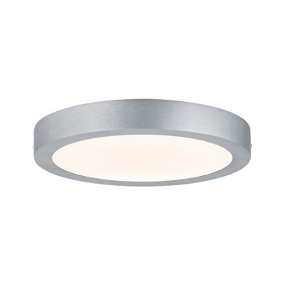 Runde Deckenleuchte aus silbernem Metall mit weißem Diffusor für modernes LED-Raumlicht