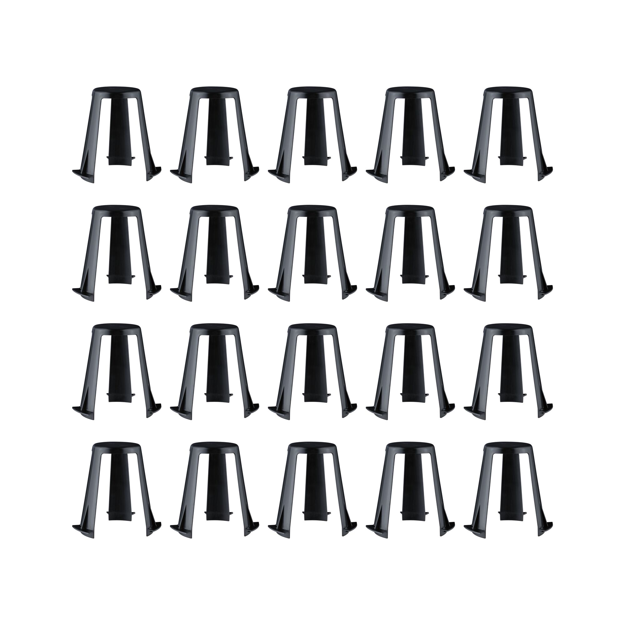 24 black plastic lamp holders arranged in rows for LED lighting accessories