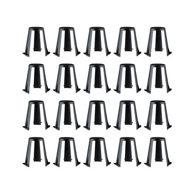 24 black plastic lamp holders arranged in rows for LED lighting accessories