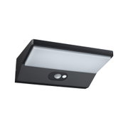 Schwarze LED-Wandleuchte mit weißem Diffusor und Bewegungssensor für Außenbeleuchtung