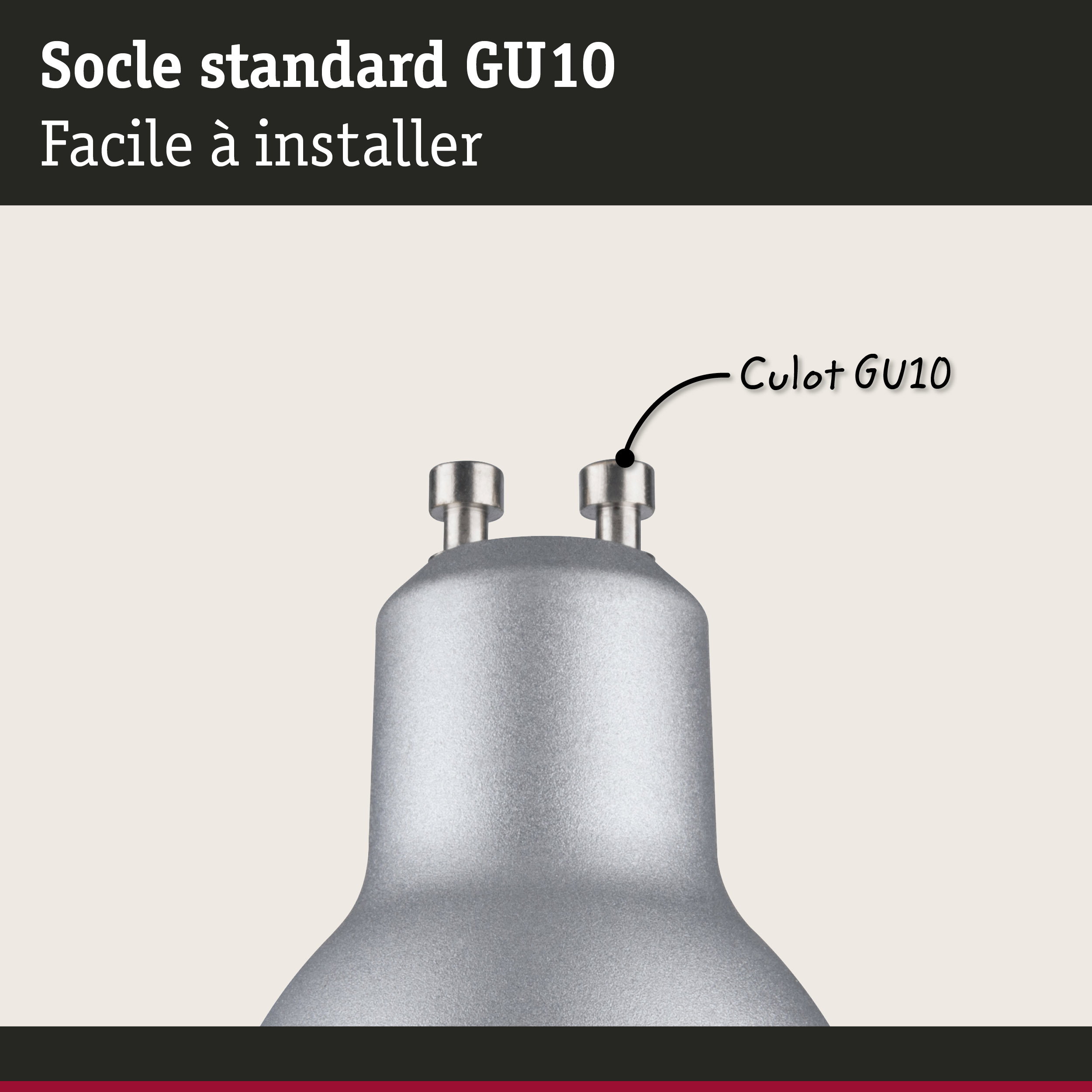 Gros plan sur une douille de lampe GU10 en métal argenté, composant d'éclairage facile à installer