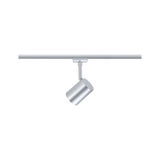 Moderne zilveren metalen LED-spot op railsysteem voor flexibele verlichting