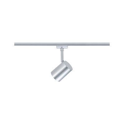 Modern silver metal LED spotlight on track system for flexible lighting solutions