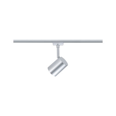 Modern silver metal LED spotlight on track system for flexible lighting solutions