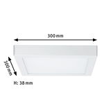 Vierkante witte LED-plafondlamp van kunststof met 300 mm zijkant en 38 mm hoogte