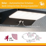Schwarze Solar-Wandleuchte mit integriertem Bewegungsmelder und automatischem Schalten für Außenbereiche