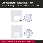 Weiße LED-Wandeinbauleuchte Tsaro mit zwei Diffusor-Blenden für orientierende Beleuchtung