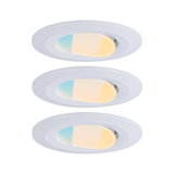 Drei weiße LED-Einbaustrahler mit einstellbarer Farbtemperatur für flexible Raumbeleuchtung