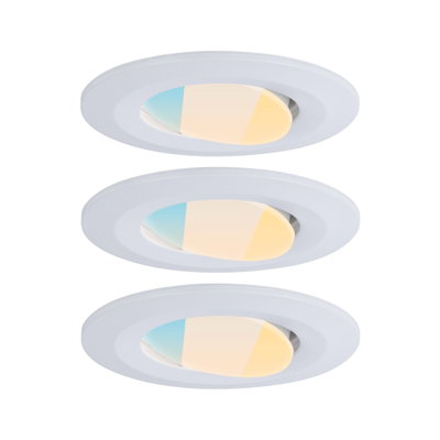 Trois spots encastrés LED blancs avec température de couleur réglable pour un éclairage polyvalent