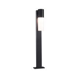 Modern black outdoor metal bollard light with white glass for garden lighting