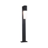 Modern black outdoor metal bollard light with white glass for garden lighting