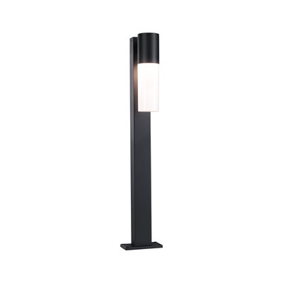Borne extérieure moderne noire en métal avec verre blanc pour éclairage de jardin