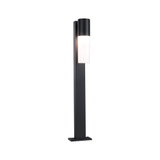 Borne extérieure moderne noire en métal avec verre blanc pour éclairage de jardin