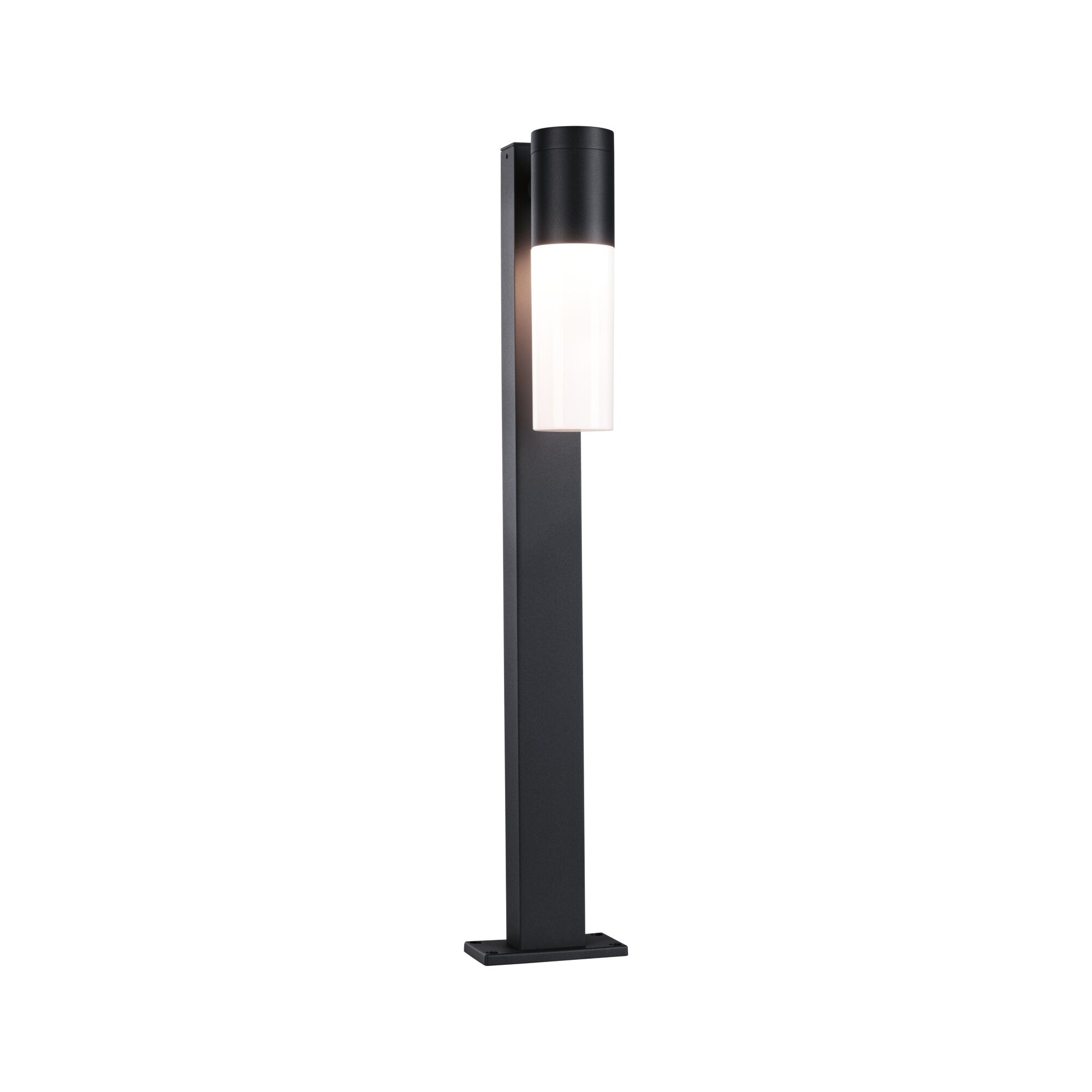 Bollard light Tralia IP44 650mm max. 10W 230V Anthracite E27 Aluminium Modern black outdoor metal bollard light with white glass for garden lighting