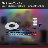 Zwarte neonbuis van 5 m met afstandsbediening en voeding, LED-lichtstrip voor sfeerverlichting
