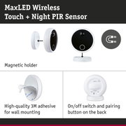 MaxLED Wireless Touch PIR sensor with magnetic holder and 3M adhesive for easy wall mounting