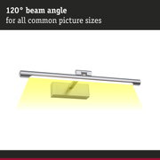Stainless steel picture light with 120° beam angle for various picture sizes, modern wall lighting