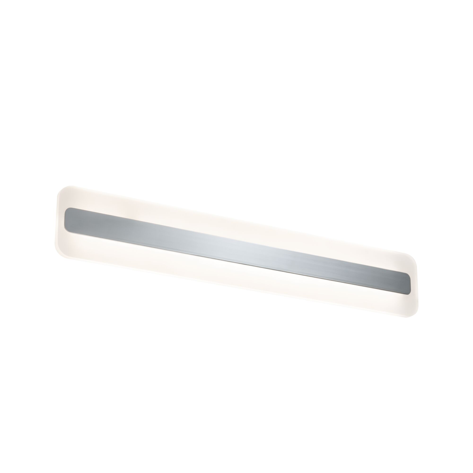 Modern silver aluminum LED wall light with white illumination for living spaces