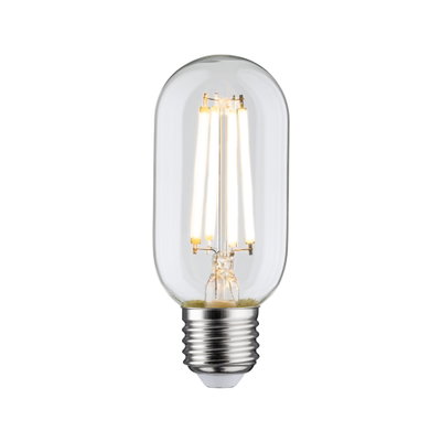 LED light bulb with clear glass tube and E27 base, warm white light for energy-efficient lighting