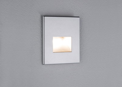 Applique murale encastrée carrée en métal argenté avec lumière LED blanc chaud pour intérieur