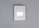 Vierkante LED-inbouwwandlamp van zilverkleurig metaal met warm wit licht voor binnen