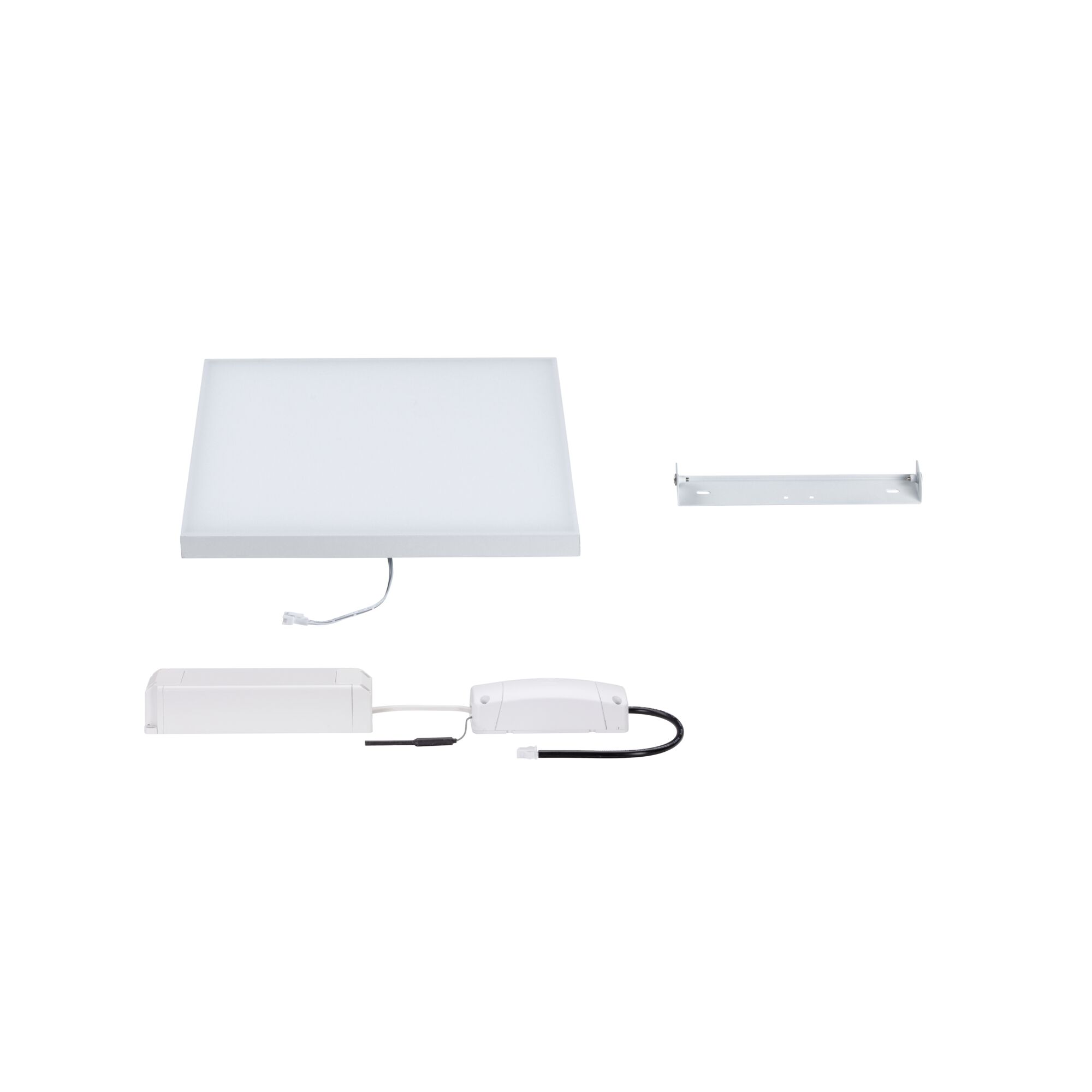 White LED panel with driver and mounting bracket made of plastic for energy-efficient room lighting