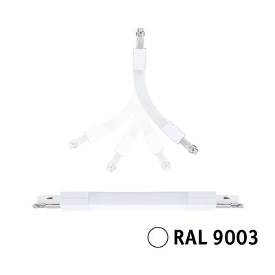 Hvid LED-rørudskiftning med fleksible forbindelser i RAL 9003 til moderne belysning