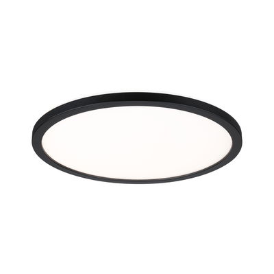 Plafonnier LED rond avec cadre en aluminium noir et diffuseur blanc pour éclairage moderne
