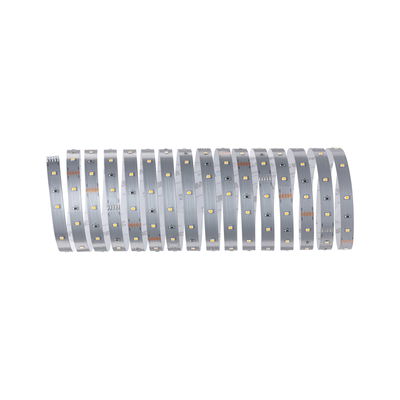 Flexible silver LED strip with warm white lights for versatile modern lighting applications